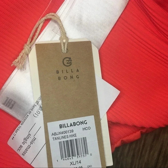Billabong Red Tanlines Hike Ribbed Bikini Bottoms Size XL NWT - Picture 6 of 7